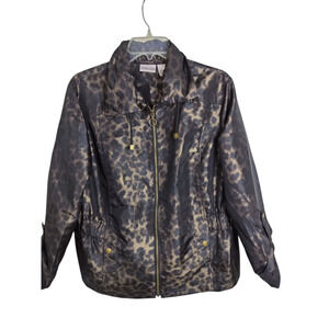 3388) Chico's Women Animal Prints Zip Up Windbreaker Jacket Size 2(US 12/Large)